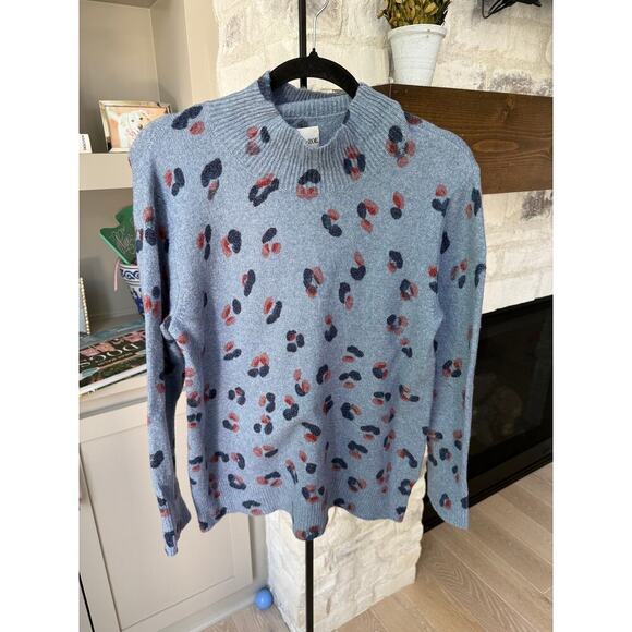 Nic + Zoe Women's Blue Multi Cozy Up Tracks Turtleneck Sweater Size M - Picture 4 of 7